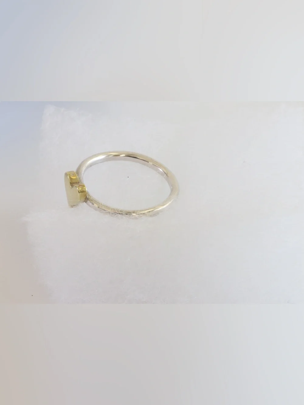 Handmade Sterling Silver & Brass Heart Ring – Size 7.5